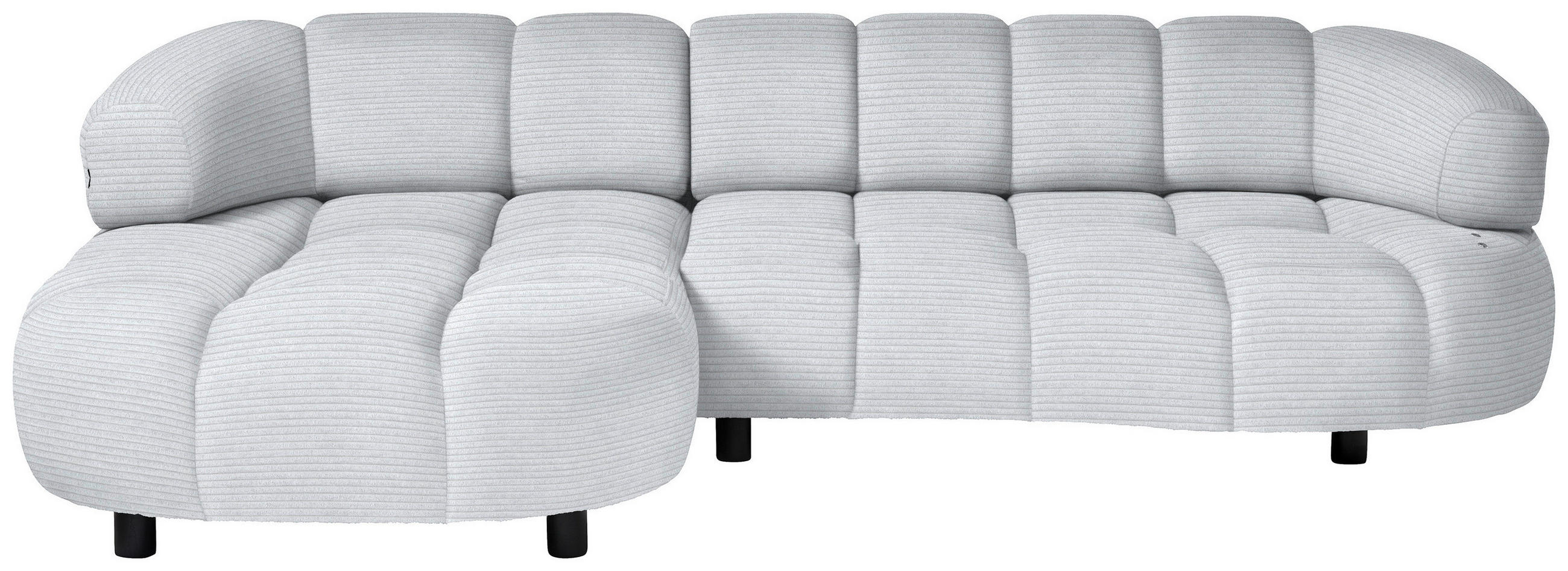 ECKSOFA in Cord, Velours Hellgrau  183/284 cm  - Hellgrau/Schwarz, Design, Holz/Textil (183/284cm) - Welnova