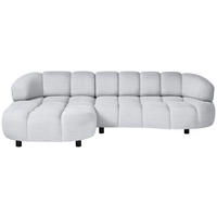 ECKSOFA in Cord, Velours Hellgrau  183/284 cm  - Hellgrau/Schwarz, Design, Holz/Textil (183/284cm) - Welnova