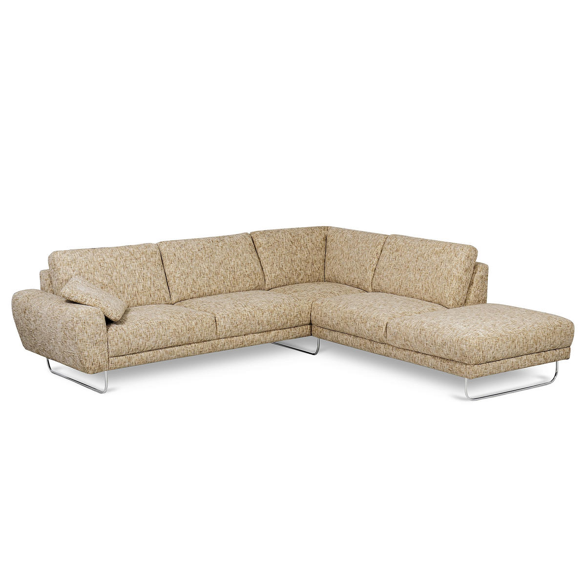 ECKSOFA 273/250 cm SPRING in Webstoff Hellbraun Zierkissen  273/250 cm  - Chromfarben/Hellbraun, Design, Textil/Metall (273/250cm) - Livetastic