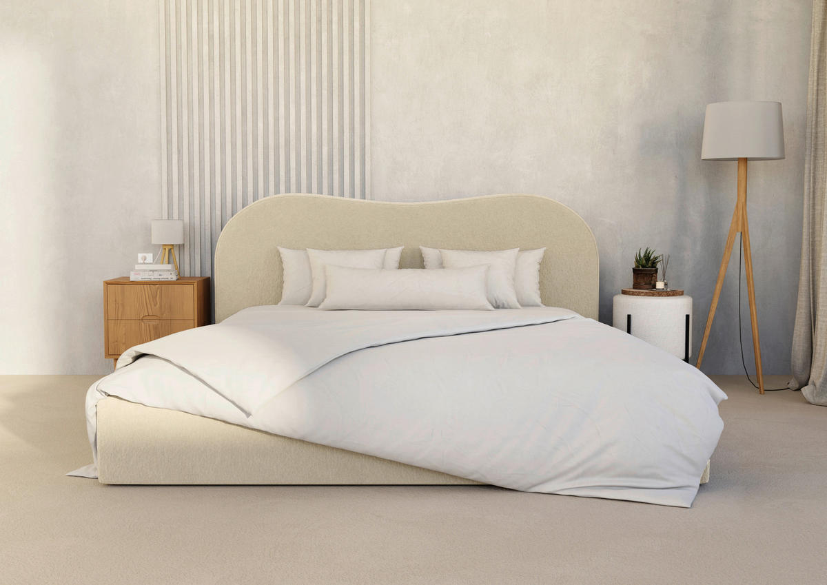 POLSTERBETT Bettkasten, Lattenrost 140/200 cm  in Beige  - Beige/Schwarz, Design, Holz/Textil (140/200cm) - Boxxx