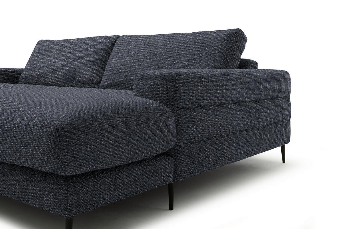 ECKSOFA in Flachgewebe Dunkelgrau  - Dunkelgrau/Schwarz, Design, Textil/Metall (253/177cm) - Dieter Knoll