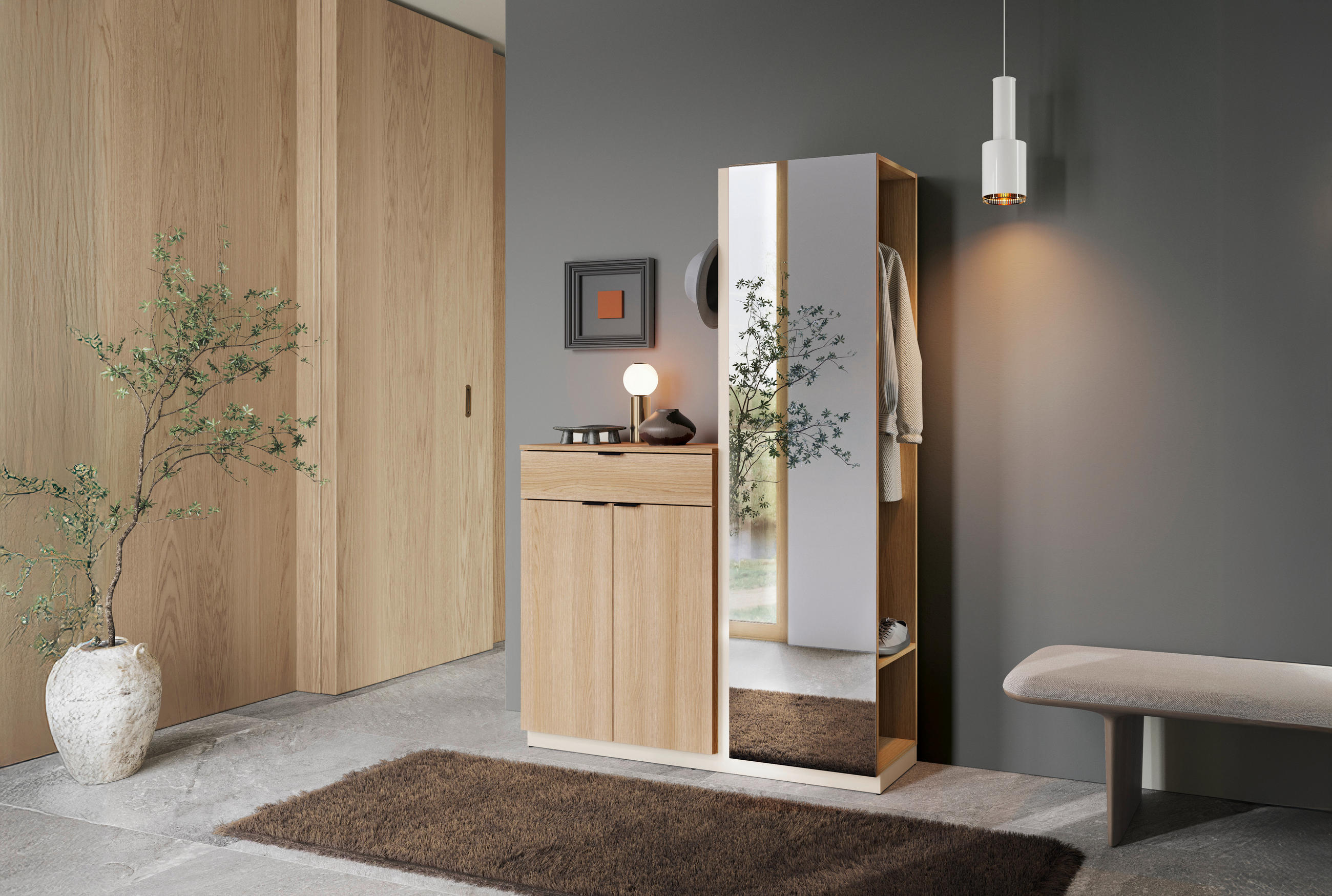 Garderobe Sanya Kaschmir/Eiche B: 131 cm