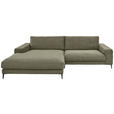 ECKSOFA Ottomane links  Olivgrün Feincord  - Schwarz/Olivgrün, Design, Textil/Metall (207/293cm) - Dieter Knoll