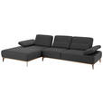 ECKSOFA in Mikrofaser Dunkelgrau  176/298 cm  - Dunkelgrau/Beige, Design, Textil/Metall (176/298cm) - Valnatura