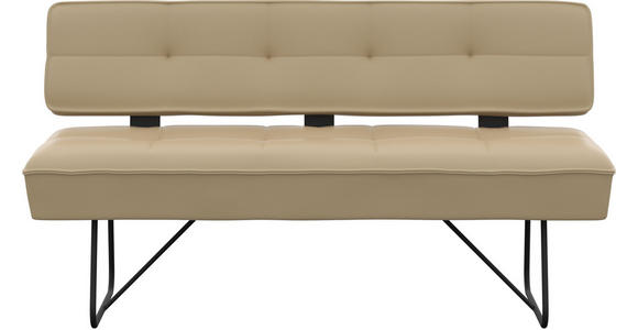 SITZBANK in Metall, Leder Beige  - Beige/Schwarz, Design, Leder/Metall (165/88/66cm) - Moderano