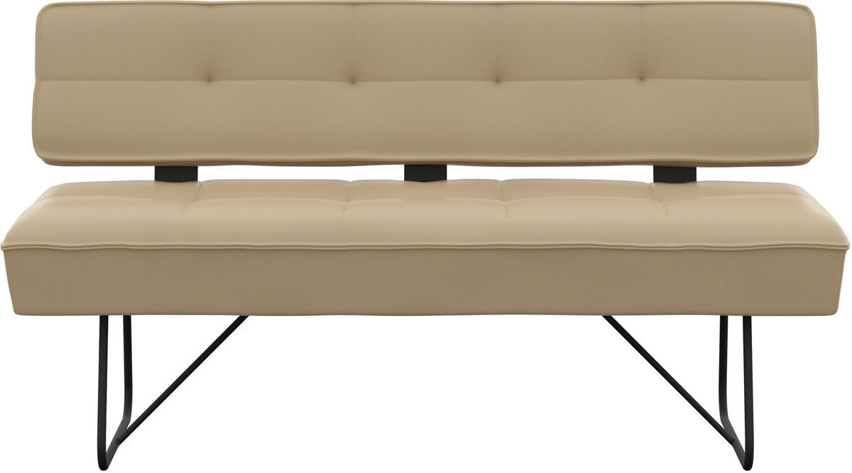 SITZBANK 165/88/66 cm Echtleder Beige  - Beige/Schwarz, Design, Leder/Metall (165/88/66cm) - Moderano