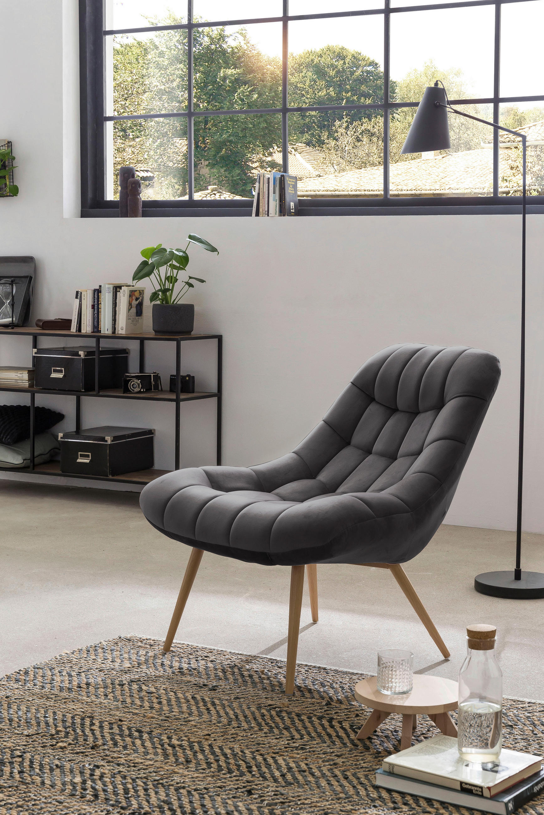 XXL-SESSEL - Naturfarben/Grau, MODERN, Textil/Metall (76/85,6/85,6cm) - Livetastic