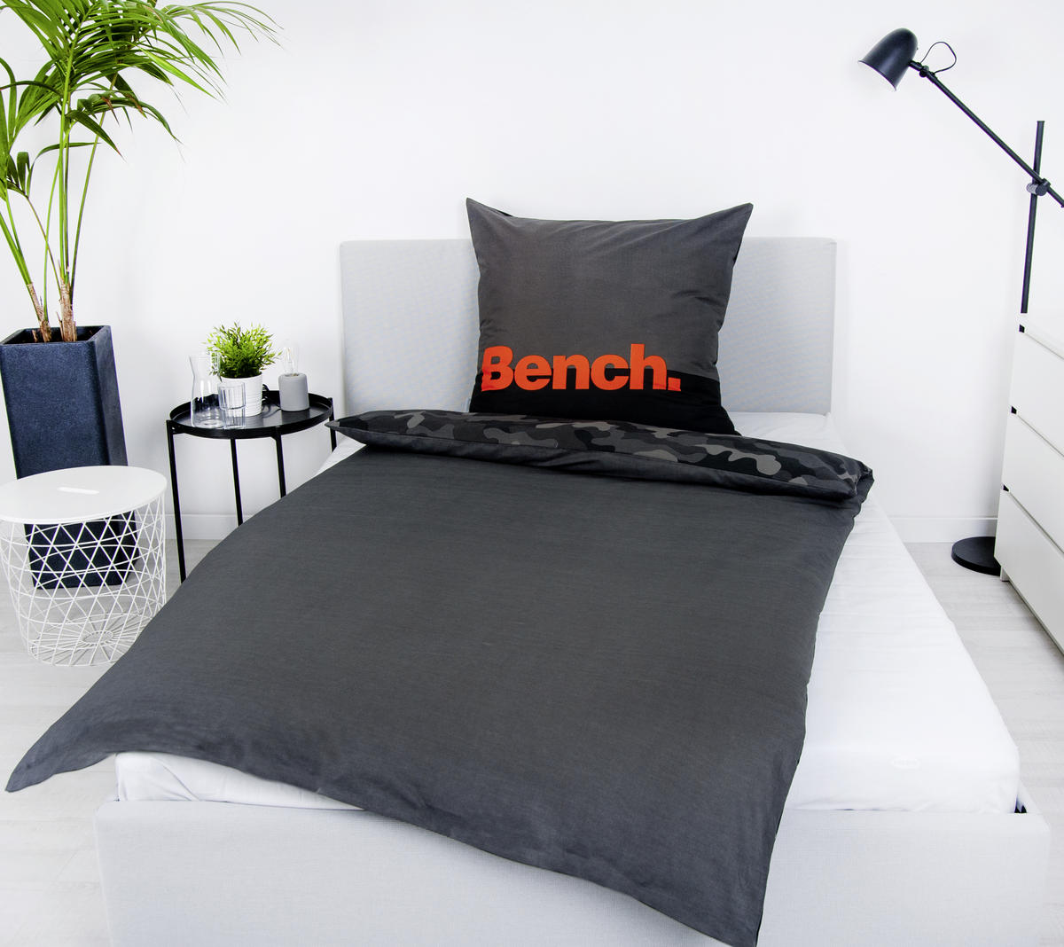 WENDEBETTWÄSCHE 155/220 cm  - Schwarz/Grau, Basics, Textil (155/220cm) - Bench