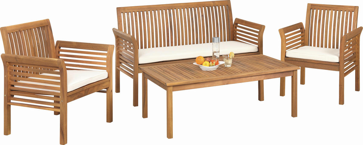 VRTNI SET   drvo, tekstil  prirodne boje, boje tikovine  - boje tikovine/prirodne boje, Romantično / ladanjski, drvo/tekstil (62/78/61,5cm) - Ambia Garden