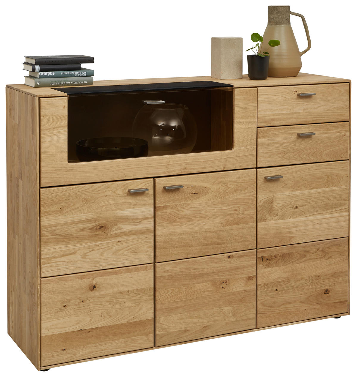 HIGHBOARD Wildeiche  134/100/41 cm  - Wildeiche, Natur, Glas/Holzwerkstoff (134/100/41cm) - Valnatura