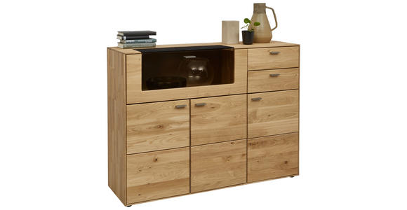 HIGHBOARD Wildeiche 134/100/41 cm - Wildeiche, Natur, Glas/Holzwerkstoff (134/100/41cm) - Valnatura