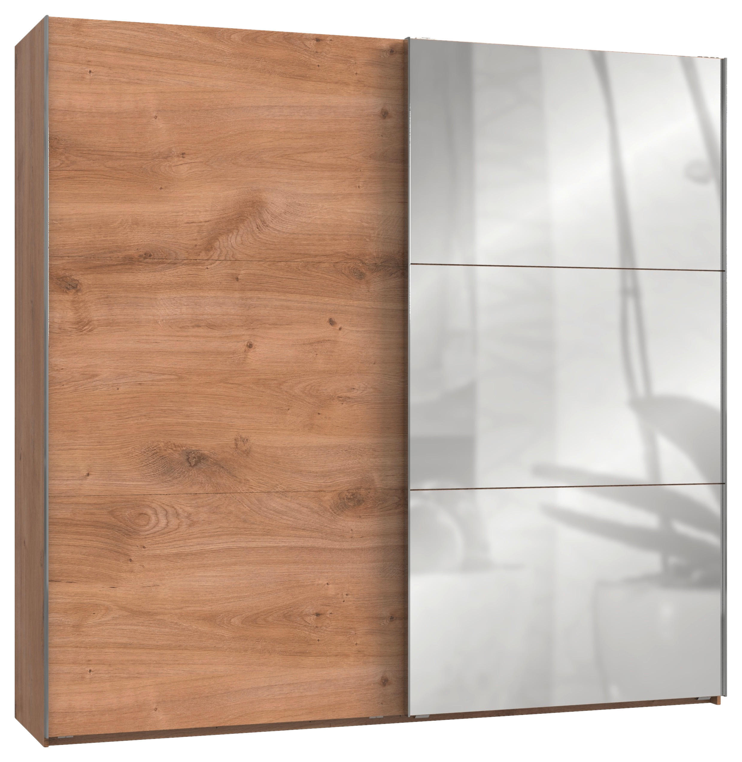 Dulap Cu Uși Culisante, 250/236/65 cm, culoare lemn stejar - culoare lemn stejar/culoare crom, Modern, metal/material pe bază de lemn (250/236/65cm) - MID.YOU