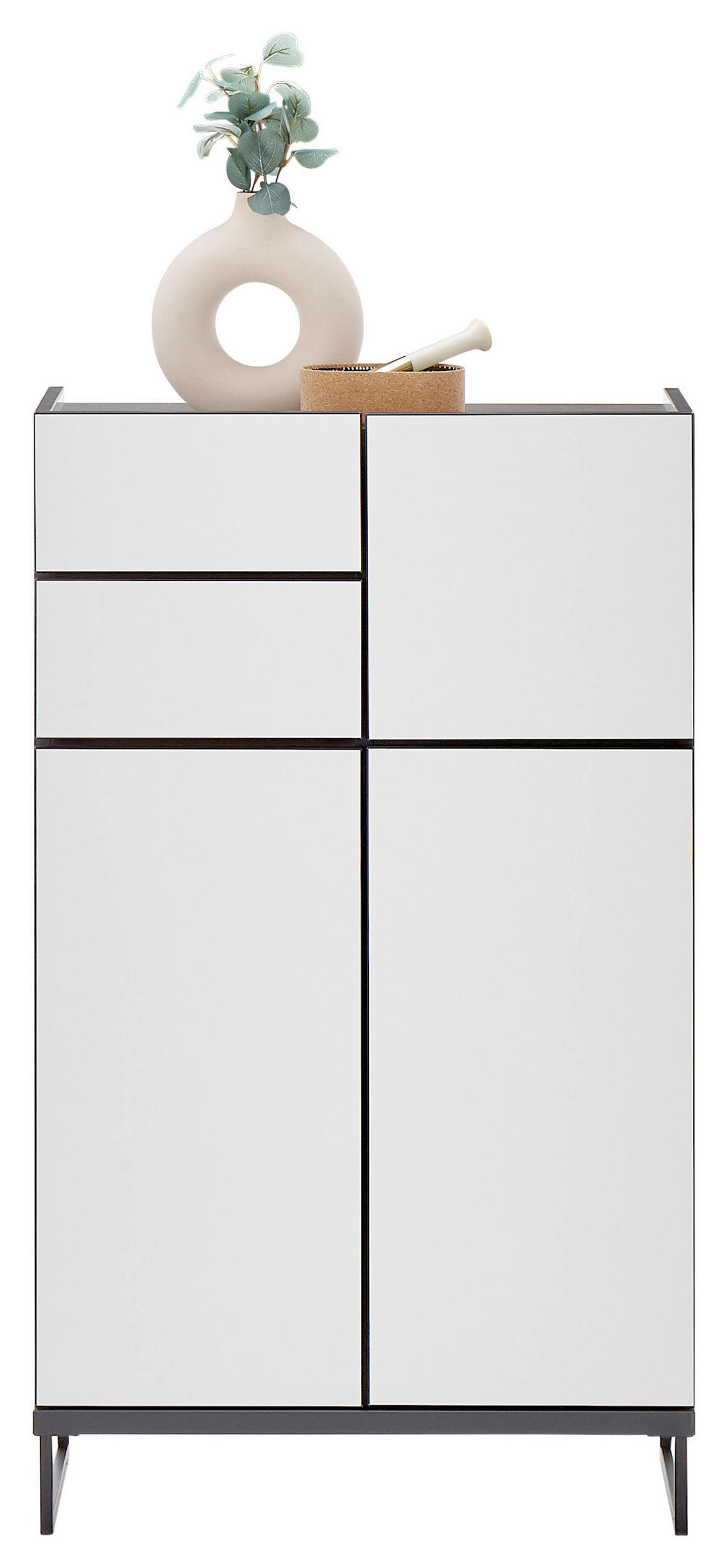 MIDISCHRANK 60/102/31 cm  - Schwarz/Weiß, Basics, Holzwerkstoff/Metall (60/102/31cm) - MID.YOU