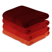 DUSCHTUCHSET 70/140 cm 4-teilig  - Hellrot/Rot, Basics, Textil (70/140cm)