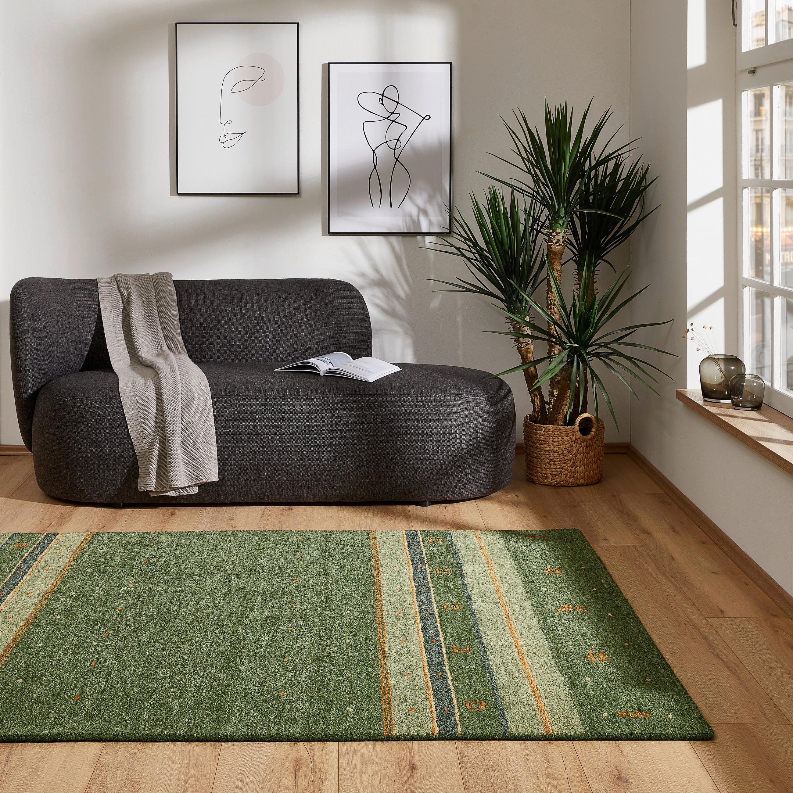 ORIENTTEPPICH 70/140 cm Azeri Gabbeh Grün Grün  - Grün, KONVENTIONELL, Textil (70/140cm) - Cazaris