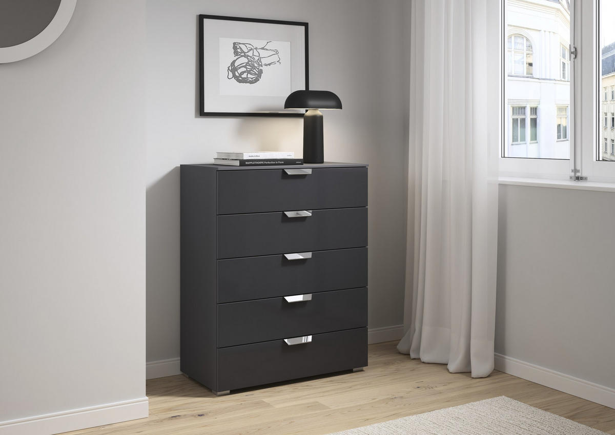 KOMMODE  in 80/100/43 cm  - Chromfarben/Dunkelgrau, Design, Glas/Holzwerkstoff (80/100/43cm) - Carryhome