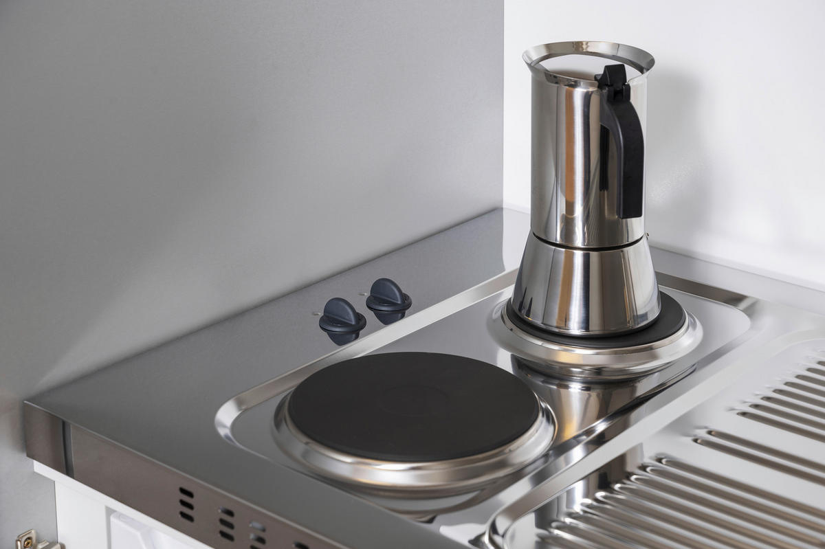 SCHRANKKÜCHE 104/193/67 cm  Schwarz, Weiss  - Weiss/Edelstahlfarben, Modern, Holzwerkstoff/Metall (104/193/67cm) - Respekta