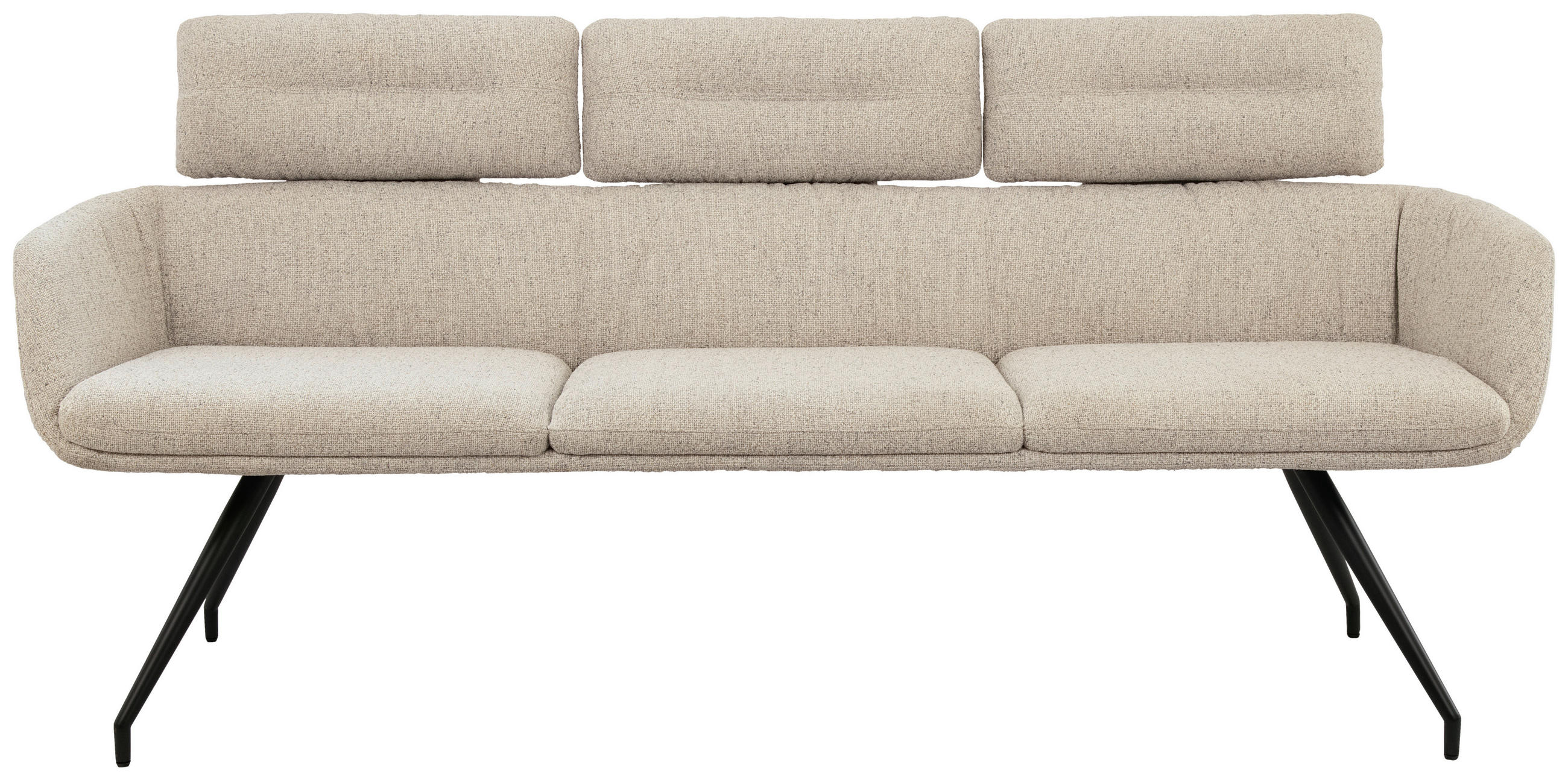 SITZBANK 200/91/70 cm Webstoff Beige, Schwarz  - Beige/Schwarz, Design, Textil/Metall (200/91/70cm) - Dieter Knoll