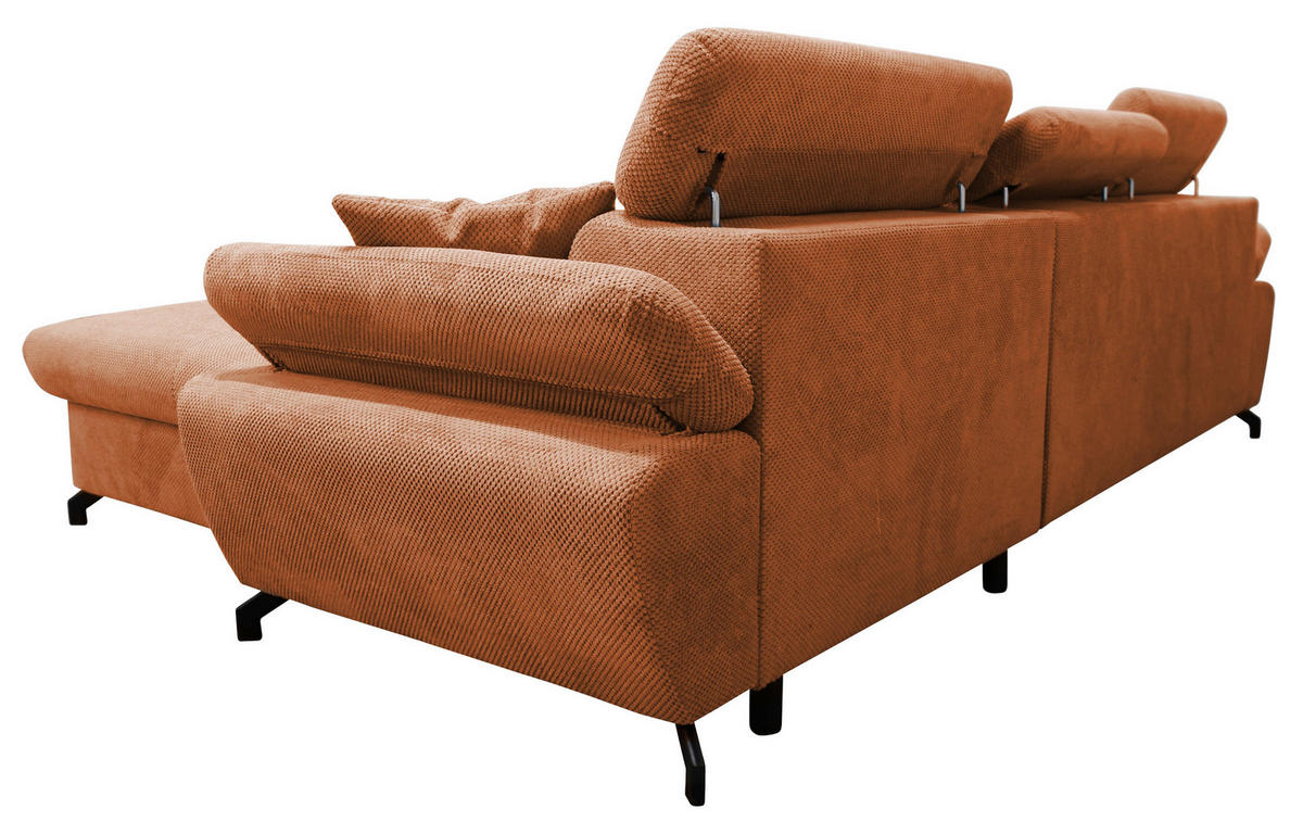 ECKSOFA OMEGA in Chenille Rot  280/186 cm  - Rot/Schwarz, Design, Textil/Metall (280/186cm) - MID.YOU