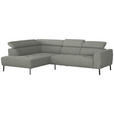 ECKSOFA in Struktur Hellgrau 205/280 cm - Hellgrau/Schwarz, Design, Textil/Metall (205/280cm) - Xora