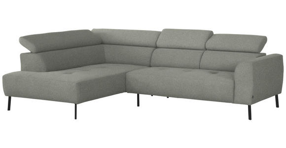 ECKSOFA in Struktur Hellgrau 205/280 cm - Hellgrau/Schwarz, Design, Textil/Metall (205/280cm) - Xora