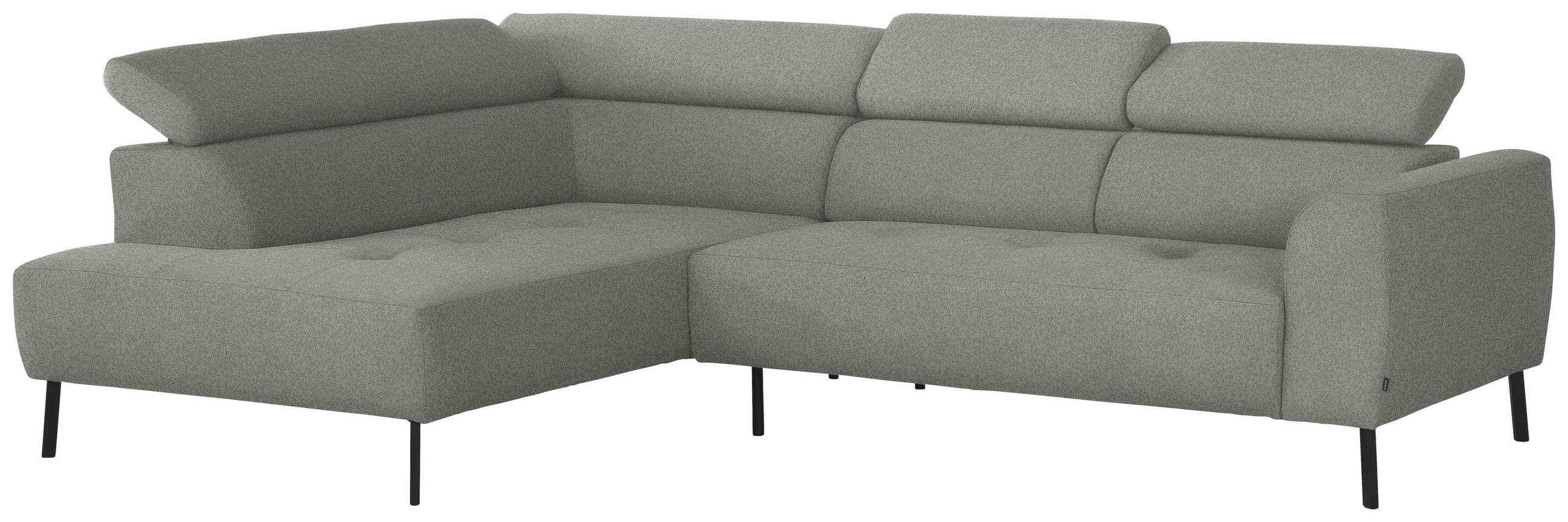 ECKSOFA in Struktur Hellgrau  205/280 cm  - Hellgrau/Schwarz, Design, Textil/Metall (205/280cm) - Xora