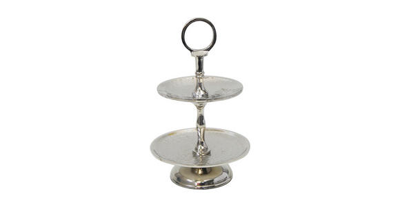 ETAGERE 2-stöckig - Silberfarben, Design, Metall (15,5/23cm) - Ambia Home