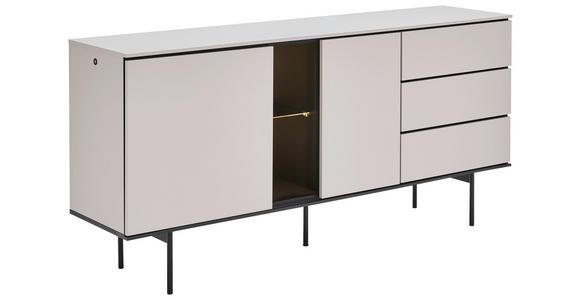 SIDEBOARD  167/83/41 cm 3 Schublade(n)  - Kaschmir/Schwarz, Design, Glas/Holzwerkstoff (167/83/41cm) - Voleo