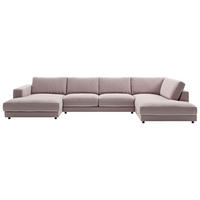 WOHNLANDSCHAFT in Cord Rosa  - Schwarz/Rosa, Design, Kunststoff/Textil (190/425/224cm) - Pure Home Lifestyle