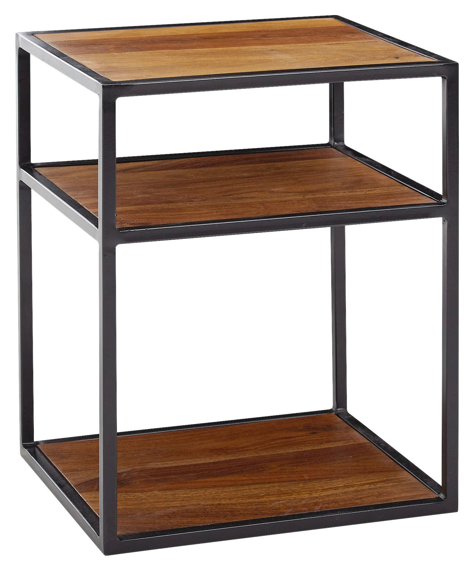 NACHTTISCH 40/50/35 cm  in massiv Sheesham Sheeshamfarben  - Sheeshamfarben/Schwarz, MODERN, Holz/Metall (40/50/35cm) - MID.YOU