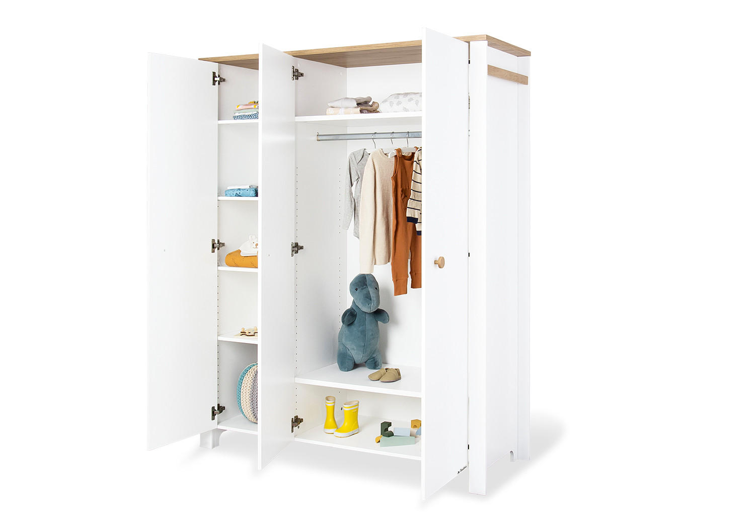 BABYKLEIDERSCHRANK LOVA  - Weiß, Basics, Holz (146/190/54cm) - Pinolino