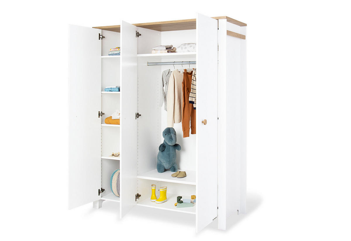 BABYKLEIDERSCHRANK LOVA  - Weiß, Basics, Holz (146/190/54cm) - Pinolino