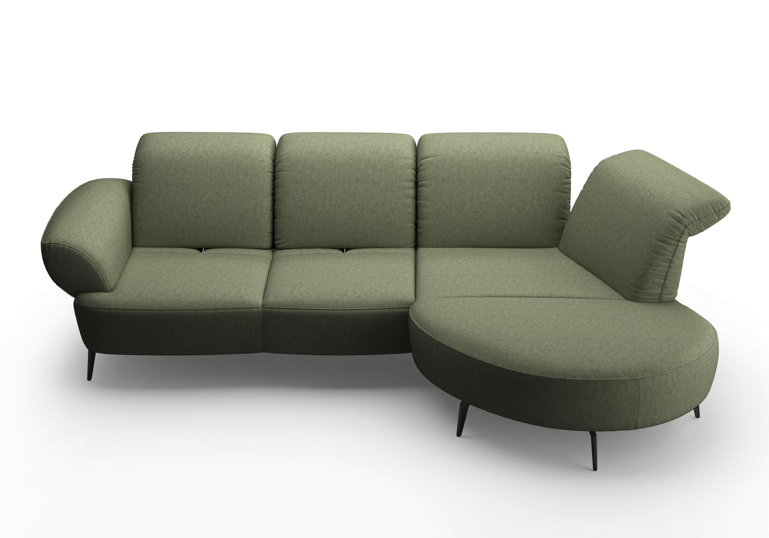 ECKSOFA in Flachgewebe Olivgrün  - Schwarz/Olivgrün, Modern, Textil/Metall (313/208cm) - Sit & More