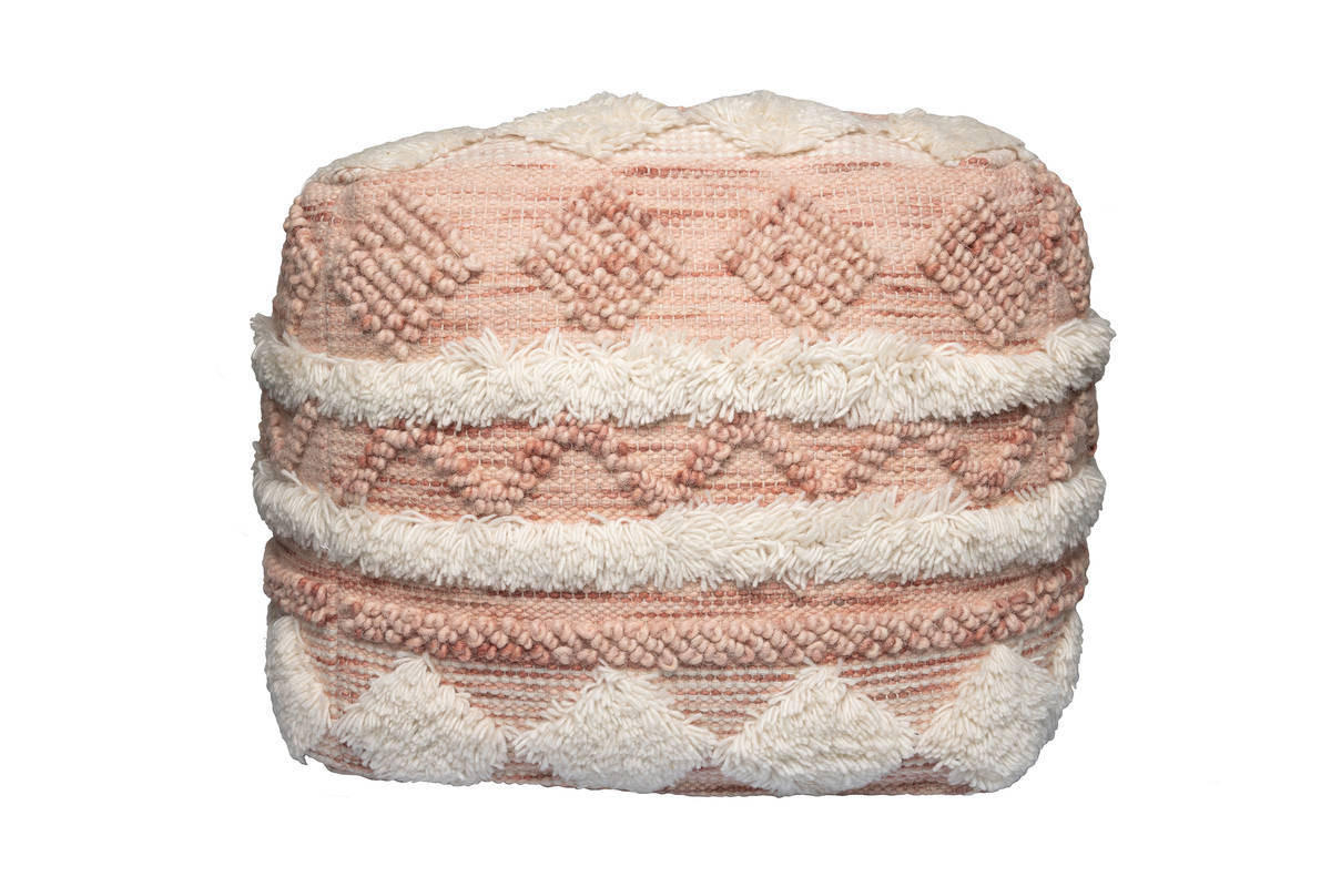 POUF in Creme, Rosa Textil  - Creme/Rosa, Trend, Textil (50/45/50cm) - Kayoom
