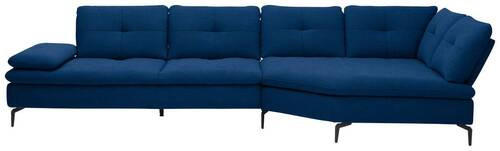 ECKSOFA in Flachgewebe Blau  - Blau/Schwarz, Design, Textil/Metall (344/157cm) - Chilliano