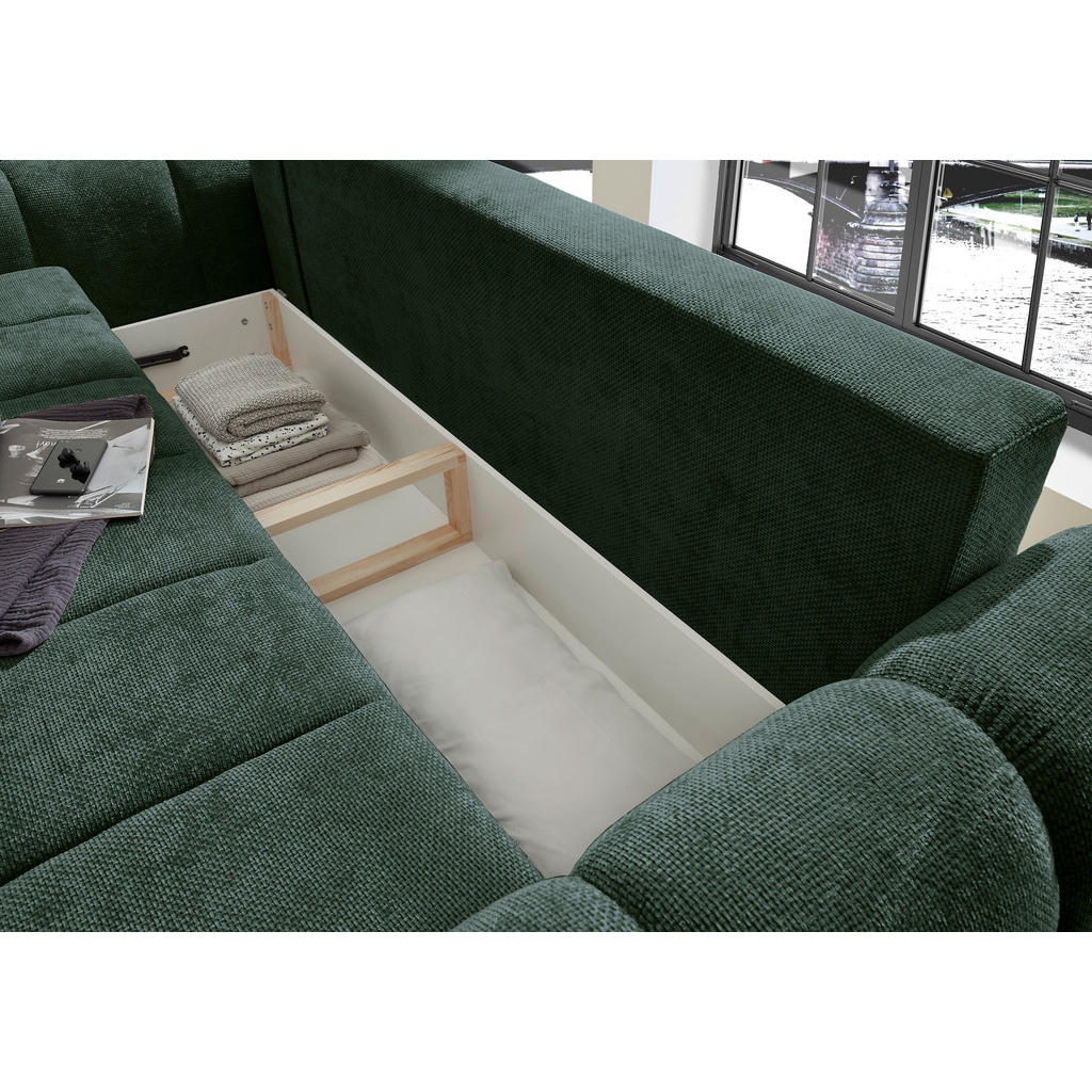 Thumbnail - Mid.you Schlafsofa, Dunkelgrün, Textil, 3-Sitzer, Füllung: Schaumstoffflocken,Schaumstoffflocken,Schaumstoffflocken, 256...