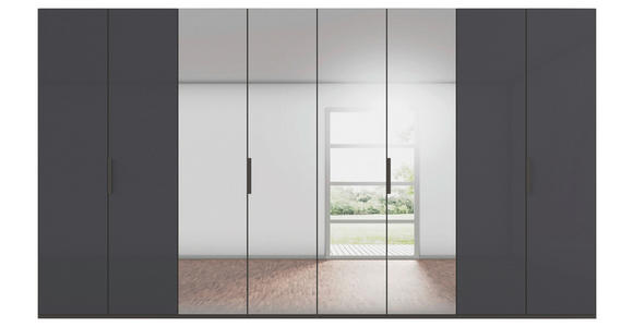 DREHTÜRENSCHRANK 400/223/61 cm,  in Graphitfarben, 8-türig  - Graphitfarben, Basics, Glas/Holzwerkstoff (400/223/61cm) - Novel