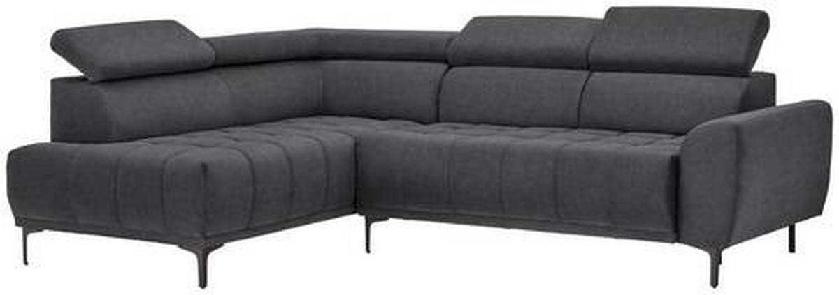 ECKSOFA in Velours Graphitfarben  - Schwarz/Graphitfarben, Design, Textil/Metall (191/261cm) - Stylife