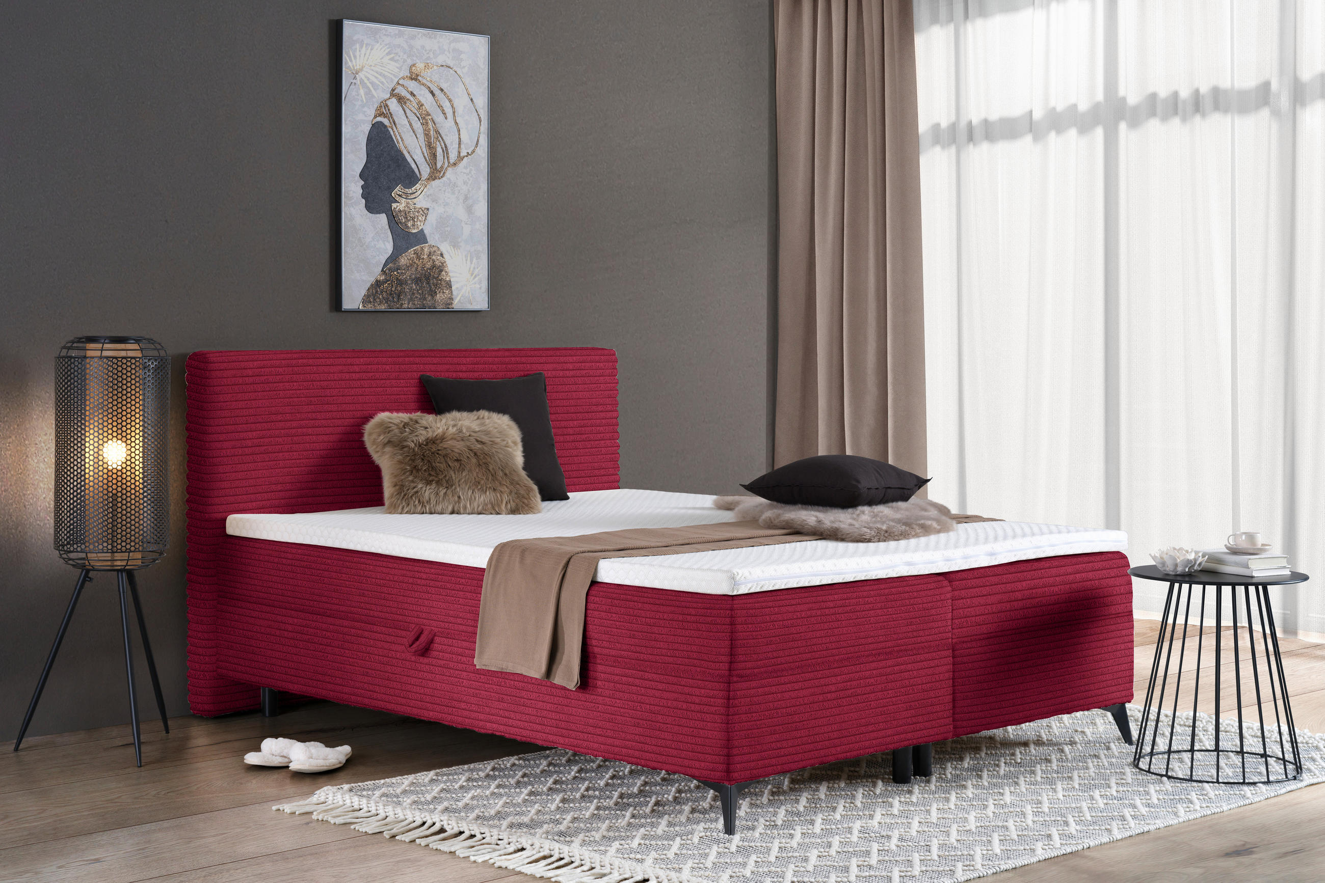 BOXBETT 180/200 cm  in Rot  - Rot/Schwarz, Design, Holz/Holzwerkstoff (180/200cm) - Xora