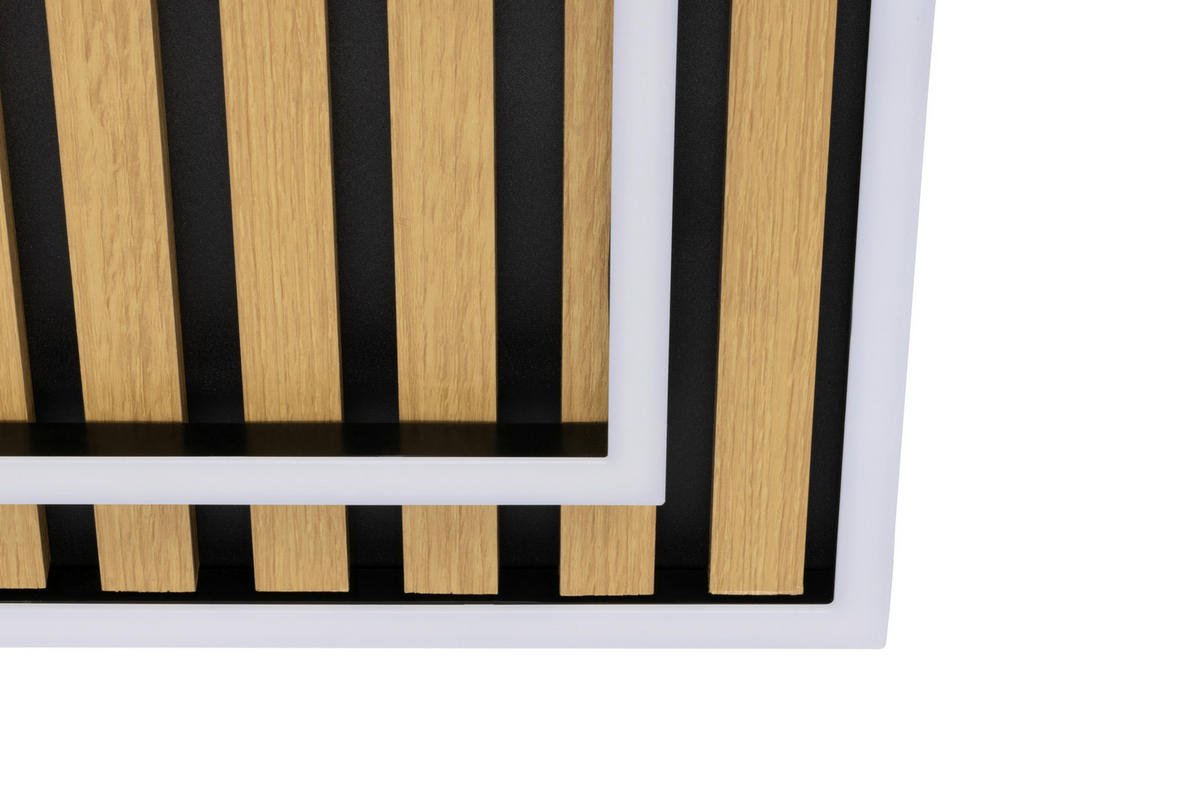 STROPNÍ LED SVÍTIDLO, 40/40/6 cm - černá, Design, kov/dřevo (40/40/6cm) - Novel