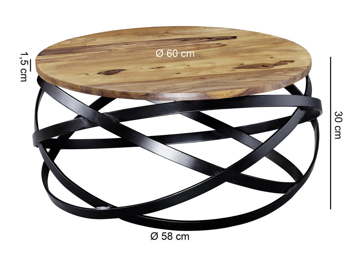 KONFERENČNÝ STOLÍK, farba indického palisandra, drevo, 60/60/30 cm - čierna/farba indického palisandra, Design, kov/drevo (60/60/30cm) - MID.YOU