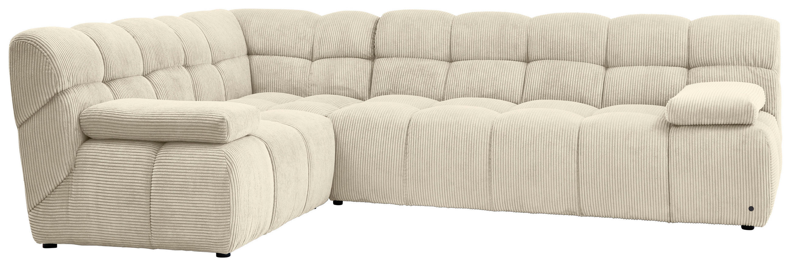 ECKSOFA Beige Cord Rücken echt  - Beige/Schwarz, KONVENTIONELL, Kunststoff/Textil (195/265cm) - Tom Tailor