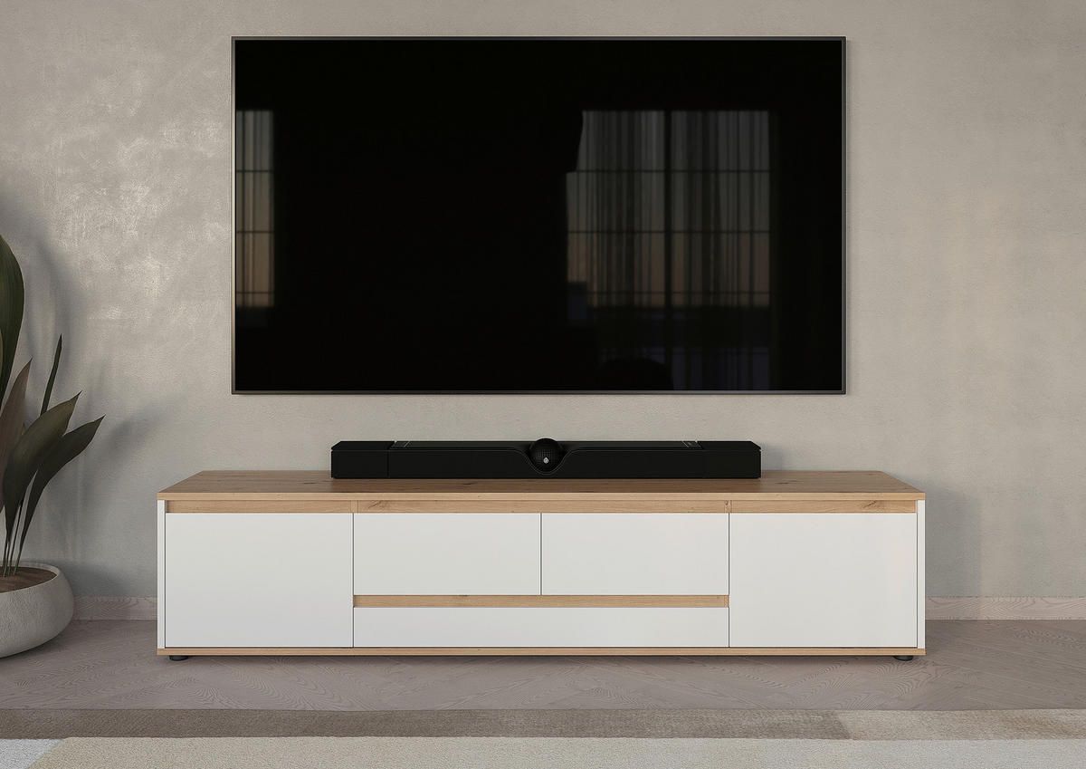 TV-BÄNK 180/50/42 cm  - vit/svart, Modern, trämaterial (180/50/42cm) - Carryhome