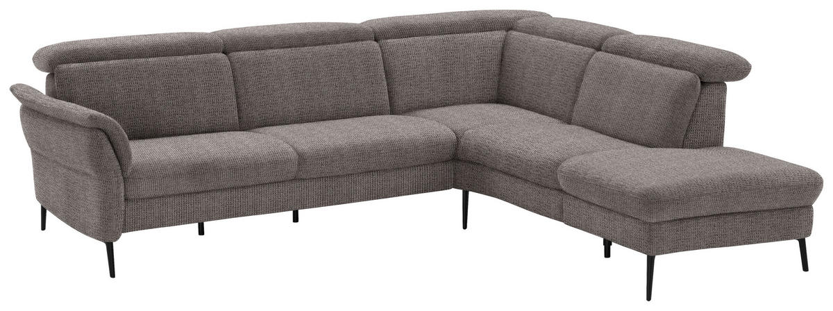 ECKSOFA in Struktur Dunkelgrau  - Dunkelgrau/Schwarz, Modern, Textil/Metall (275/235cm) - Cantus