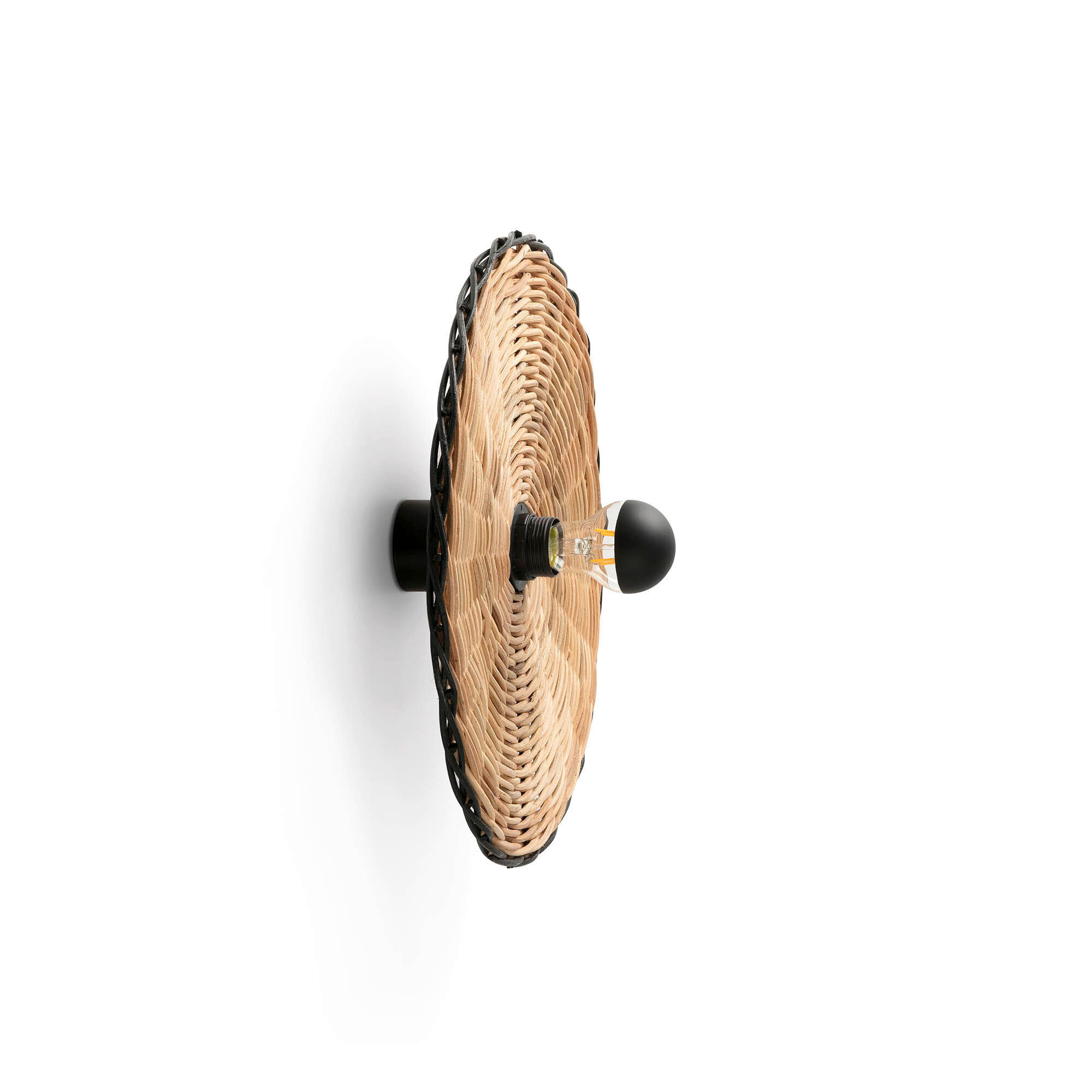 WANDLEUCHTE 9/40/7.2 cm   - Schwarz, Natur, Metall (9/40/7.2cm)