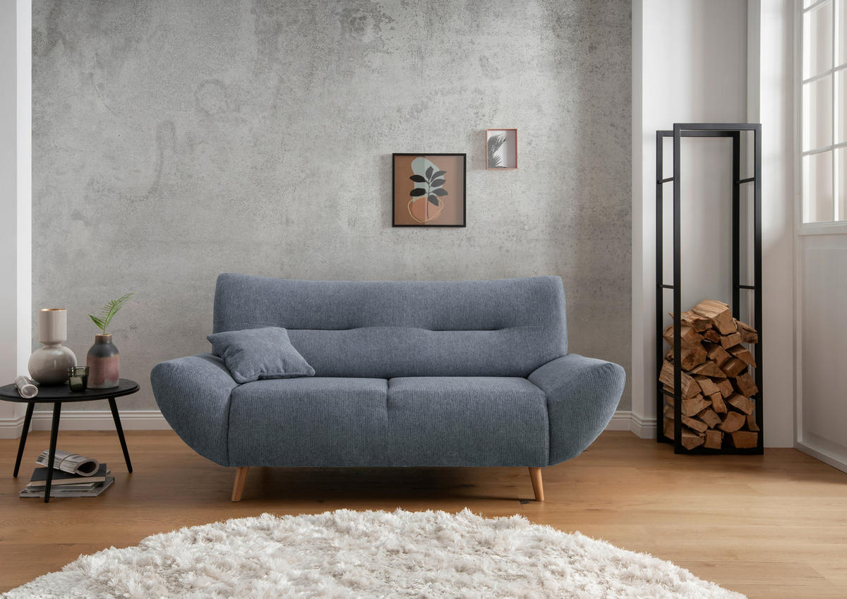 2-SITZER-SOFA Chenille Hellblau  - Wildeiche/Hellblau, Modern, Holz/Textil (173/81/90cm) - MID.YOU