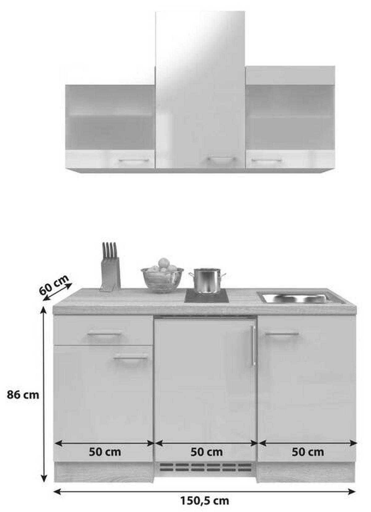 MINIKUCHYNĚ NEPAL 150,5 - Sonoma dub/kašmírová, Moderní, kov/kompozitní dřevo (150,5cm) - FlexWell