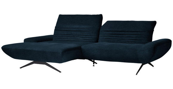ECKSOFA  in Teddystoff Dunkelblau  170-195/280 cm  - Schwarz/Dunkelblau, Design, Textil/Metall (170-195/280cm) - Dieter Knoll
