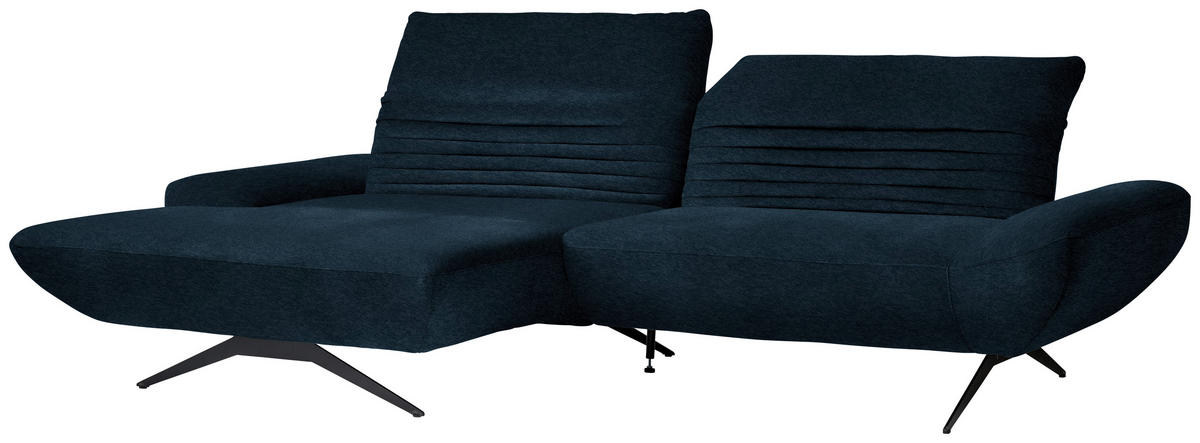 ECKSOFA  in Teddystoff Dunkelblau  170-195/280 cm  - Schwarz/Dunkelblau, Design, Textil/Metall (170-195/280cm) - Dieter Knoll