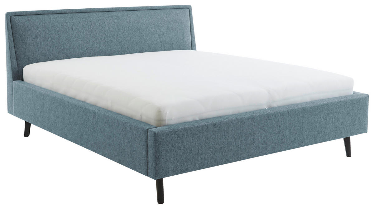 POLSTERBETT FRIEDA Bettkasten, Lattenroste 180/200 cm  in Blau  - Blau/Schwarz, KONVENTIONELL, Holz/Textil (180/200cm) - Livetastic